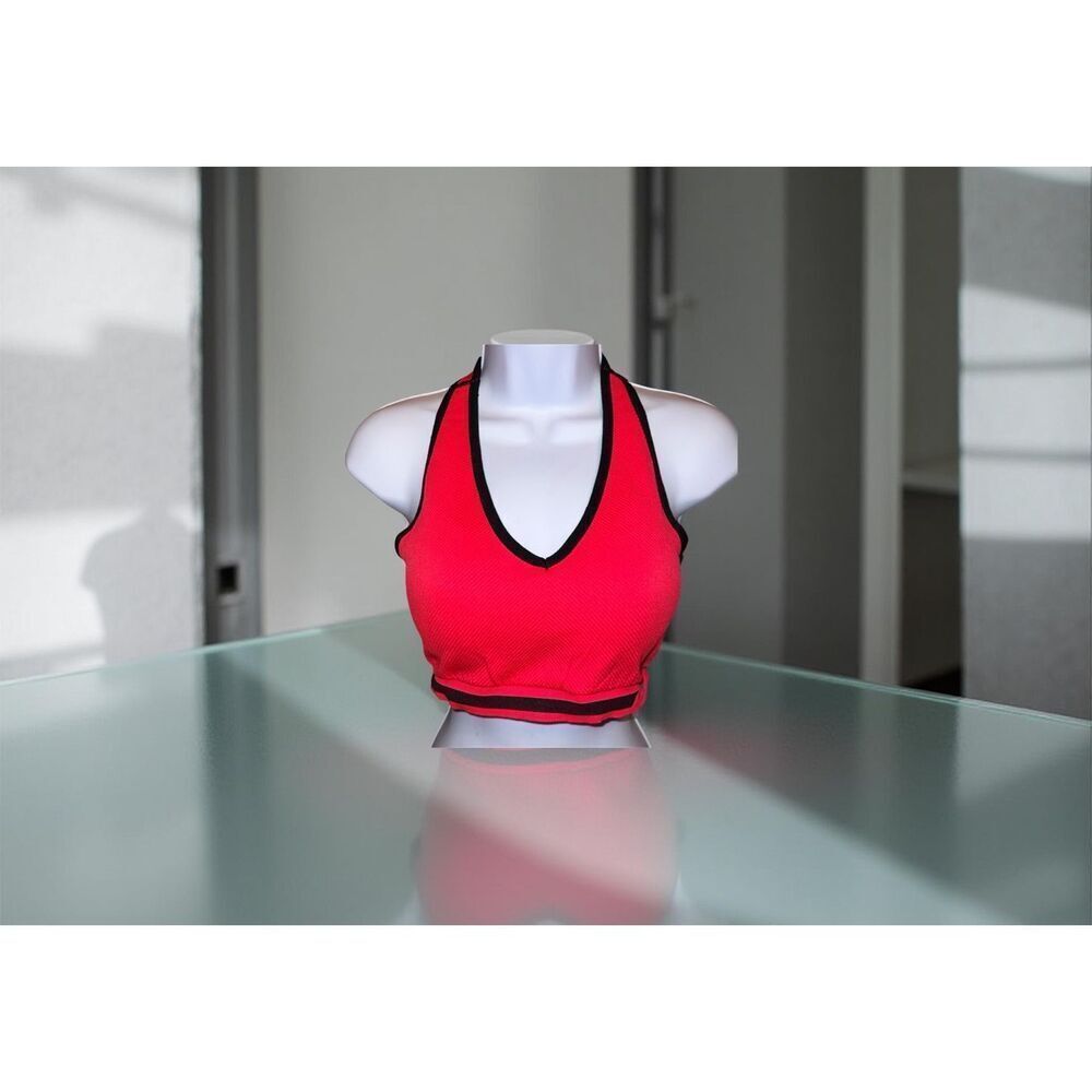 New Balance Logo Racerback Sports Bra Red Black Size XL